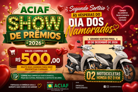 📢 ACIAF Realiza Segundo Sorteio do Show de Prêmios 2026,